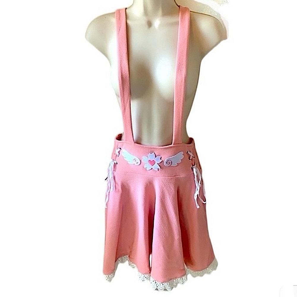 Midnight hour light pink suspenders skirt size Small